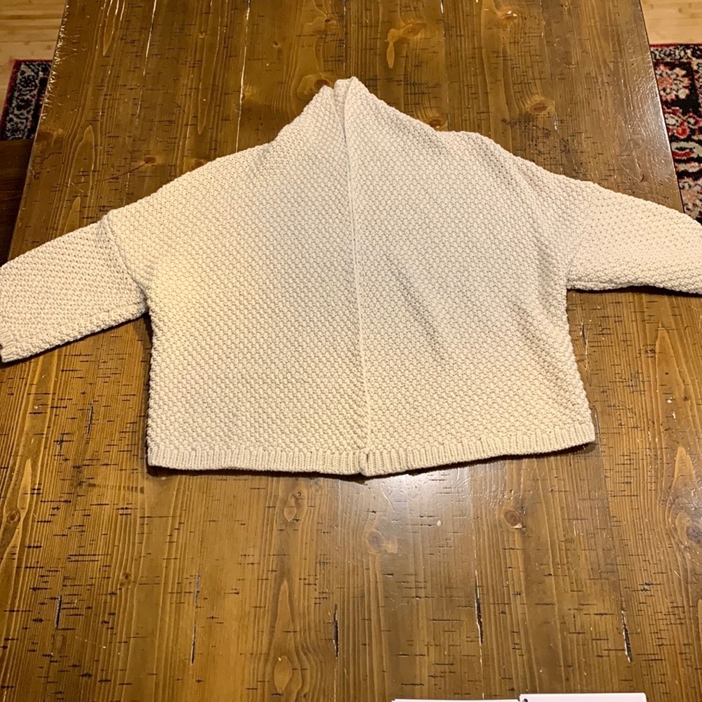 ANN TAYLOR LOFT GOLD SPARKLE BEIGE OPEN FRONT CARDIGAN - Picture 5 of 10